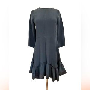 Chloe Black 3/4 Sleeve Flirty Ruffle Hem Dress